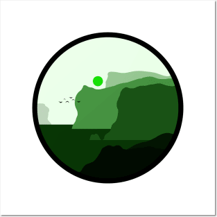 Minimalist Landscape - Green Cliffs Posters and Art